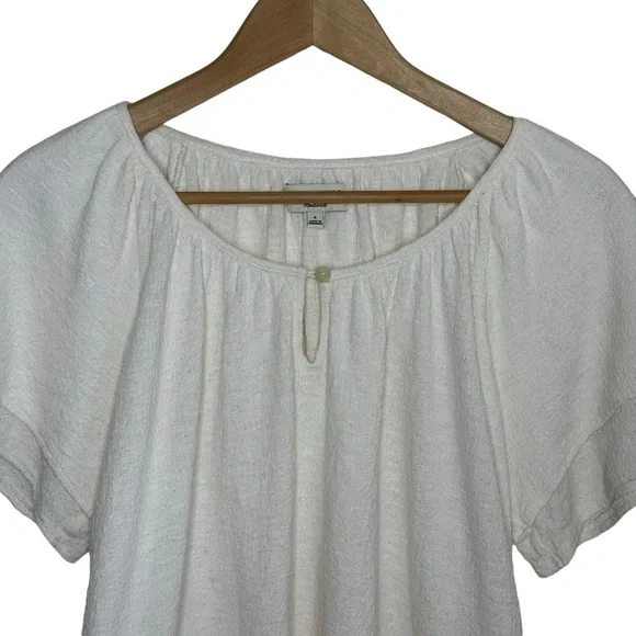 Madewell Texture & Thread sleeve top in bright Ivory  SZ. S - Picture 7 of 9